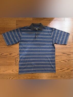 Callaway Blue Striped Polo with Dark Contrast Collar
